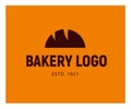 Bakery house logo design with flat bread loaf icon illustration. Vector doodle style. Royalty Free Stock Photo